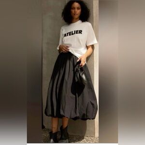 NWT Emerson Lang Chic Black Balloon Bubble Midi Skirt